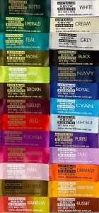 Ribbon colour swatches